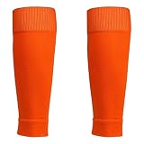 OQKAHIV Calcetines de fútbol para niños, 1 par calcetines de fútbol para la pantorrilla, calcetines deportivos unisex, Talla única, cómodos de llevar, adecuados para acampar, correr, entrenar, Naranja