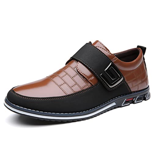 Image of Veslexth Men Casual Driving Sneakers Loafers Breathable Comfort Walking Wing Tips Lace Up Luxury Leather Shoes for Male Business Work Office Dress Outdoor