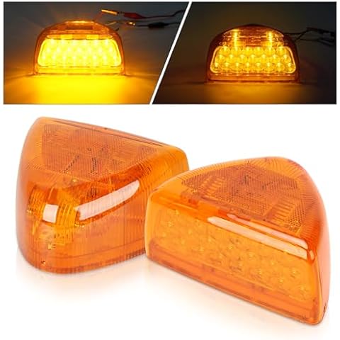 JZYZQBX 2PCS 31 Amber LED Headlights Front Turn Signal Lights, Amber Lens Parking Running Maker Lights, Replacement for Peterbilt 379 359 357 365 378 Trucks Cover