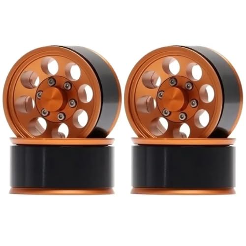 Moyeu roues métal 1.55 pouces orange en alliage usiné haute précision pour crawler RC 1/10
