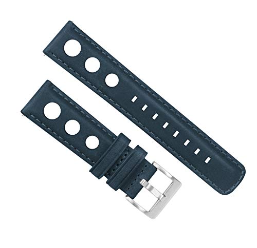 BARTON WATCH BANDS, 18mm Navy - Rally Horween Leather Watch Bands - Integrated quick release spring bars- 316L stainless steel- Choose Strap Color & Width