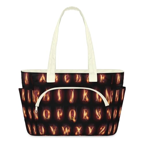 Sac fourre-tout grand format matelassé alphabet zippé cabas voyage travail femme