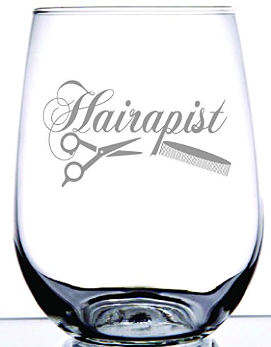 IE Laserware Hairapist Stemless Wine Glass | Elegantly Stylish Glass for Hairdresser Stylist Barber Beautician | Men or Women | Laser Etching Creates Frosted Design