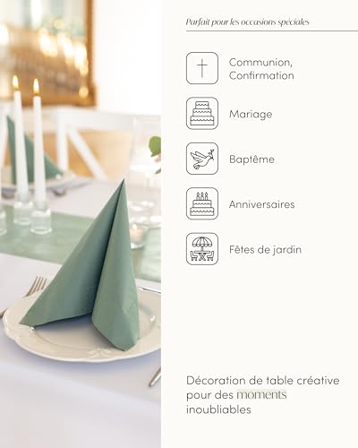 Kit déco de table vert eucalyptus 100%Mosel pour 25 à 50 invités - 3