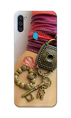 Image of Girl Hand with Keychain Hard Back Case Cover for Samsung Galaxy M11 / Samsung A11, SM-M115F / DSN Back Cover -(J5) VNS2228