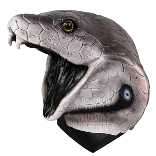 AGGOIMIKOT Masque de serpent effrayant pour tête complète Cobra Horreur Cosplay Halloween Costume Accessoires pour adultes