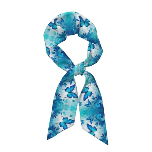 Butterfly Glitter Women's Head Scarf Thin Long Neck Scarves Fashion Hairband Waistband Purse Scarf