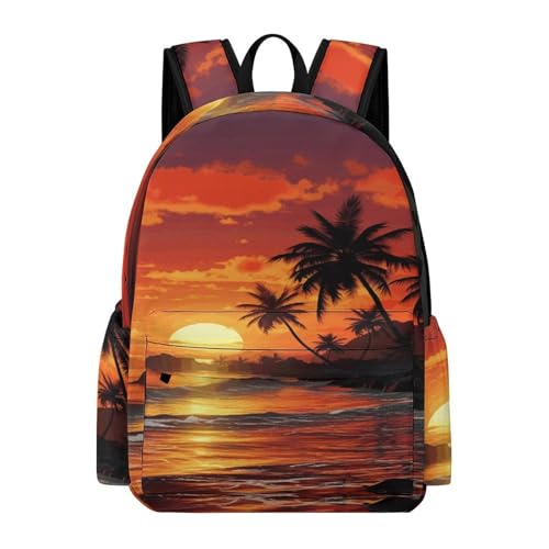 Tropical Sunset Printed Backpack Water-Resistant Pack Stylish Bag Lightweight Travel Backpack