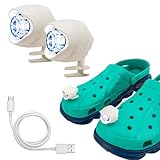 LED Shoe Lights For Crocs - USB Rechargeable, Ultra Bright Headlights for Shoes, 3 Modes, Waterproof Clip On & Lightweight Flashlight for Dog Walking, Running, Camping -2pc (White)