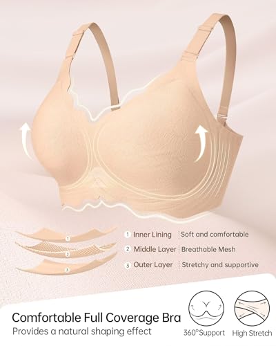 Image of Vertvie Jelly Bras for Women No Underwire Wireless Push Up Bra Full Coverage Bralettes Seamless Comfort Everyday Sports Bra