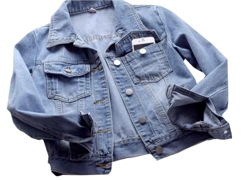 Womens Solid Color Denim Jackets Button Up Long Sleeve Trucker Jackets Jean Coat4