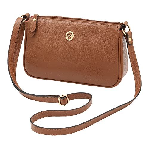 Bolsa Feminina Couro Legítimo Transversal Mariart 2030 (Camel)