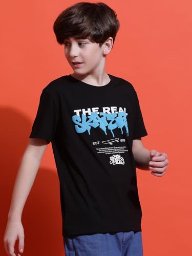 Image of Li'l Tomatoes Boys Cotton T-Shirt | Graphic Printed Half Sleeve Casual Summer Wear | Soft & Breathable | 9-16 Years