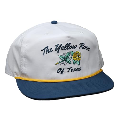 Image of WHISKEY BENT HAT CO. Yellow Rose Adjustable Snapback Hat UPF 50+, Water Resistant (White /Navy)