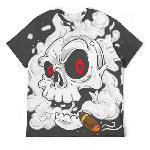 T-shirt crâne fumant homme en maille premium avec finitions soignées
