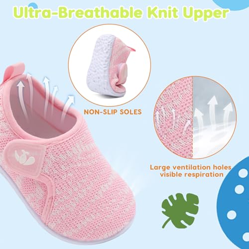 Image of FEETCITY Baby Boys Girls First Walking Shoes Infant Sneakers Crib Shoes Breathable Lightweight Slip On Shoes