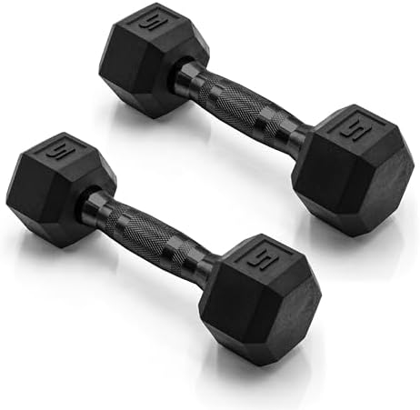 CAP Barbell 5 LB Coated Hex Dumbbell Pair with Black Handle