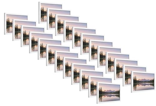 Image of 4x6 Inch Wooden Photo Frame | Fits 4x6 Photos | 0.5 mm Unbreakable Acrylic Front | Wall & Tabletop Display | Lightweight Gallery Style Frame for Home & Office (24, Elegant White)