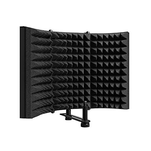 Microphone Isolation Shield, MAONO AU-S03 Portable & Foldable High Density Absorbing Foam Panel and Metal Back for Home Office, Studio, Podcasting, Vocalizing, Singing, Broadcasting