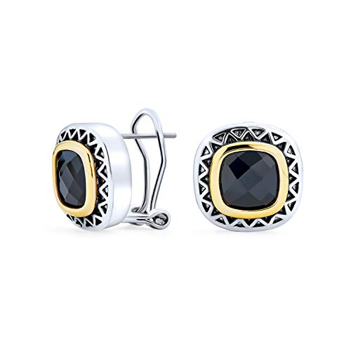 Boucles d'oreilles carrées coussin Omega : ne perdez plus vos bijoux en onyx noir et laiton