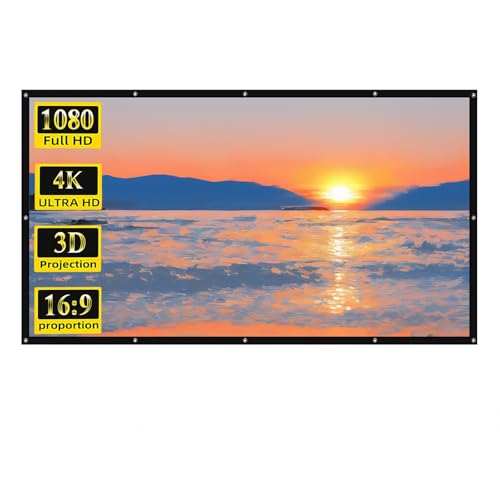 Pantalla plegable portátil para proyector, interior y exterior, relación 16:9, HD 4K sin arrugas, con bolsa de transporte (60 pulgadas) miniatura 1