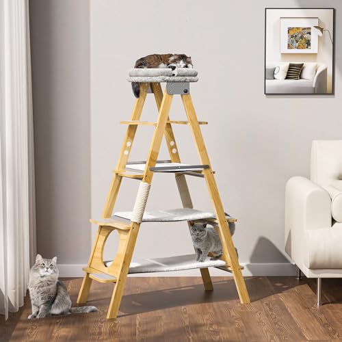 Árbol moderno para gato plegable con hamaca y poste de sisal miniatura 2