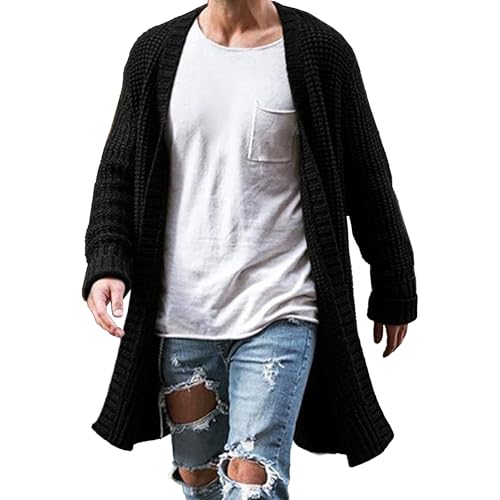 JEShifangjiusu Mens Cardigan Sweater Shawl Collar Chunky Warm Open Front Knitwear Knit Slim Fit Outerwear with Pockets