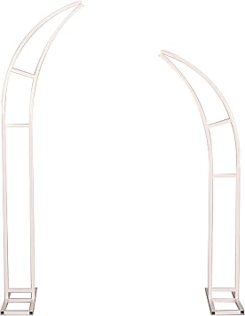Curved Metal Wedding Arch Stand, Garden Arch Flower Stand Outdoor Indoor Use for Wedding Ceremony Birthday Anniversary Floral Stand Background Decoration 8.2FT and 6.9FT White