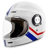 TORC T1 Unisex-Adult Retro Full face Motorcycle Helmets, Gloss White Allegiance, Large
