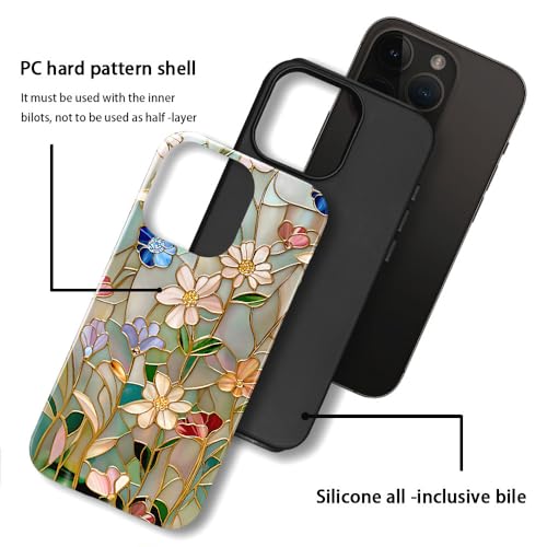 TnXee Case Compatible with iPhone 11 Pro,Fall Prevention Bright Hybrid 2-Layer Hard Shell Phone Case for Girls Boys,Stained Glass Bloom Flower by TnXee - Image 3
