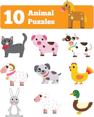 Image of Play Panda Magnetic Puzzles Farm Animals 10 in 1 with 10 Magnetic Puzzles,Write&Wipe Magnetic Board,50+ GK Facts,Sketch Pen&Duster-Make Beautiful Magnetic Animals-Educational Toy for 3+