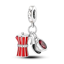 TINSLO Bead Charm Ciondolo Argento Sterling 925 con Cubic Zirconia Pendenti per Pandora Braccialetti, Compatibile con Braccialetti e Collane europei