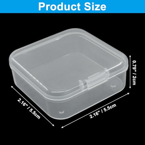 Image of LifCratms 12 Pcs Mini Clear Plastic Storage Containers Boxes, Small Bead Box for Collecting Small Items, Game Pieces, Jewelry, Business Cards, Crafts Accessories (2.16 x 2.16 x 0.79 Inch)
