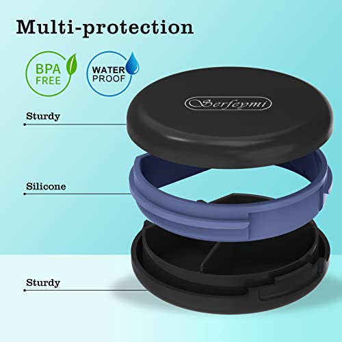 Image of Serfeymi Small Pill Case for Purse, Unique Artistic Patterns Travel Pill Box with 3 Compartments, Portable Mini Pill Organizer for Pocket, Decorative Pill Container for Purse - Black(Logo)