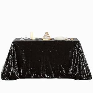 Soardream Schwarze Pailletten-Tischdecke 152 x 260 cm