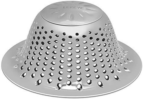 LEKEYE Bathtub Drain Hair Catcher/Stainless Steel Drain Protector/Hair Trap-Silver