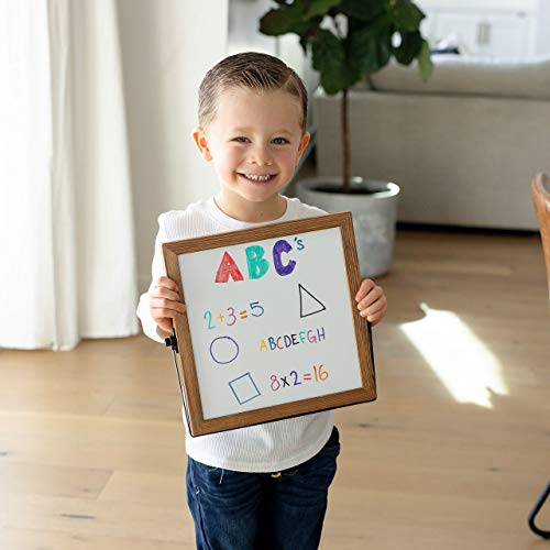 Desktop Dry Erase Board Personal Whiteboard With Stand! 11 X 11" Double-Sided Magnetic Dry Erase Board And 8 Dry Erase Markers With Eraser. Small White Board, Writing Board, Wooden Frame For Students #TOP4