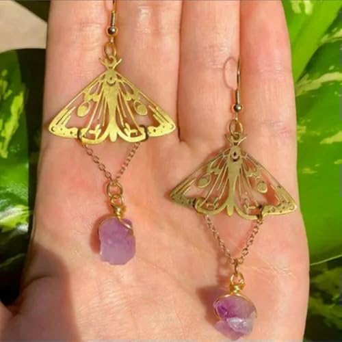 Pendientes de Mariposa con diseño gótico de Rosa Negra, Pendientes de Polilla Hueca, Regalo de joyería - Polilla Dorada n.° 9