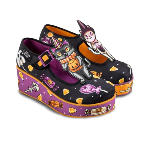 Image of Hot Chocolate Design Chocolaticas Treat or Kittens Women's Mary Jane Platform Multicoloured HCD 39