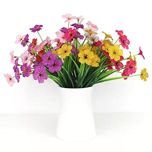 Yosichy Artificial Flowers Outdoors Uv Resistant Fake Flowers No Fade Faux Plants Garden Porch Window Box Decorating 12 Bundles (Red) #TOP7