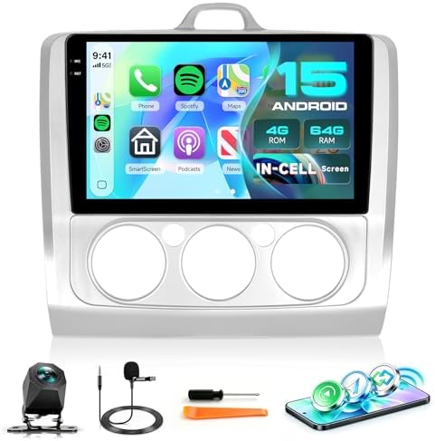 4G+64G Car Radio Stereo for Ford Focus Exi MT 2 3 Mk2/Mk3 2004-2011 5GWifi, Hodozzy 9 inch 1280P In-Cell Touchscreen Radio with DSP Wireless Carplay Android Auto Bluetooth 5.0 GPS FM SWC Backup Camera