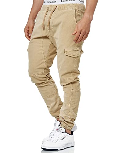 Indicode Herren Walker Cargohose (Cord-Stretch) | Cargo Hose Cordhose Kord Baumwollhose Cornstalk L Cover