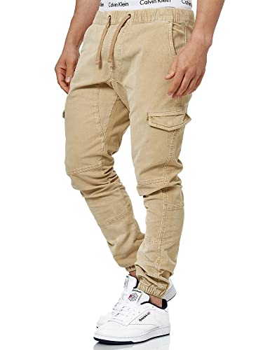 Indicode Herren Walker Cargohose (Cord-Stretch) | Cargo Hose Cordhose Kord Baumwollhose Cornstalk L