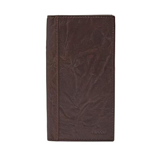 Fossil Men's Neel Leather Checkbook Wallet, Brown