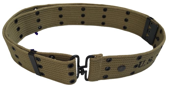 Warcraft Exports U.S. Army WWII M1 Webbing Canvas Belt in OD Green: Authentic Reproduction with U.S. Markings