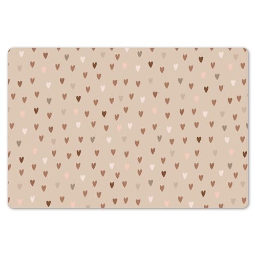 KitchenYeah© Set de Table 6 Pièces 45x30 cm Antidérapant Plastique Original Décoration Table Basse Rigide Tapis Coeurs - Marron - Motifs - Enfant