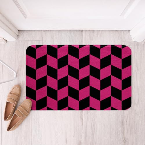 Feelyou �z�b�g�s���N�ƃu���b�N �o�X���[�����O ���_�� �􉽊w�͗l �o�X�}�b�g �}�C�N���t�@�C�o�[ ���ۓI �s���͗l �o�X���[���A�N�Z�T���[ �Ђ��`�O���b�h �t���A �h�A�}�b�g ����~�� 50.8 cmx81.3 cm �\�t�g