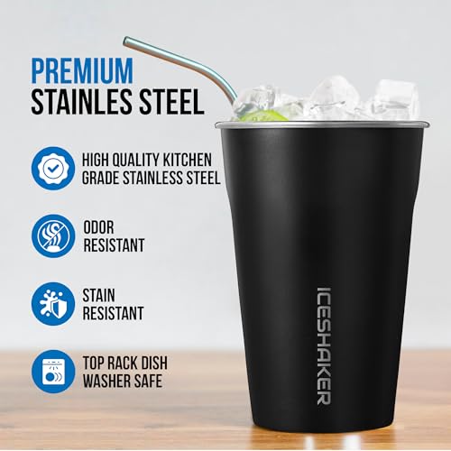 Ice Shaker 20 oz Stainless Steel Cups - BPA-Free & Dishwasher Safe | Eco-Friendly Metal Drinking Cups | 3-Pack Navy
Ice