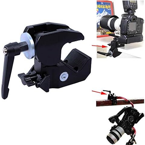iShoot Super Strong Universal Metal Photo Photography Camera Crab Clamp Holder for 5cm Round Tubes Tripod Light Stand Boom & 3cm Square Tube Desk Bookshelf Wooden Board Cover