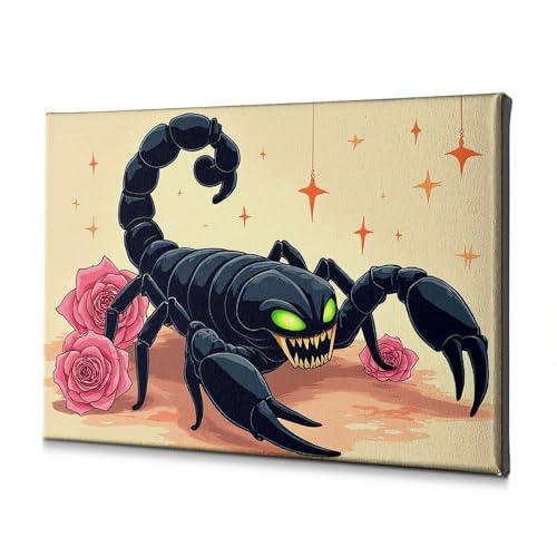 Tableau salle de bain scorpion noir toile anti-monotonie 40x60